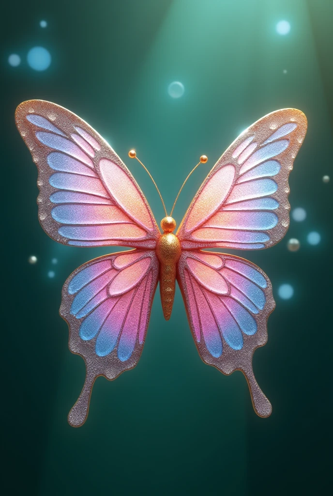  fantasy shining glitter butterfly pink blue silver gold on the green screen. 
