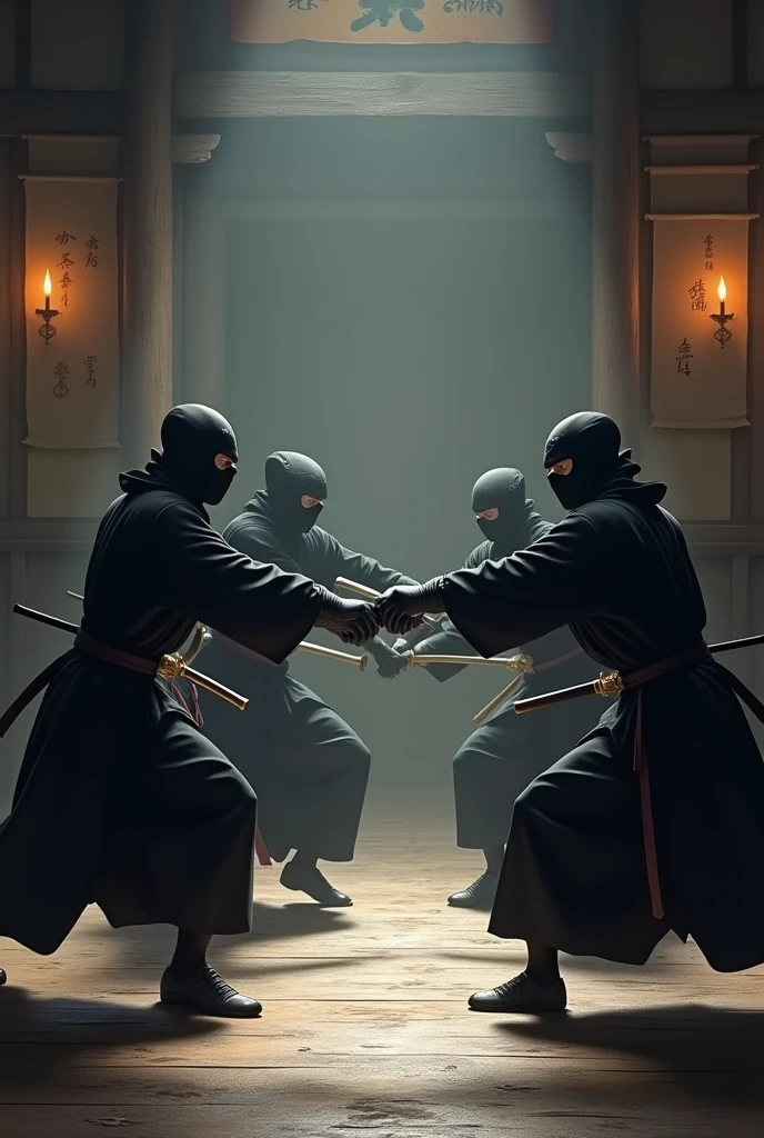 Japanese ninjas training with other ninjas