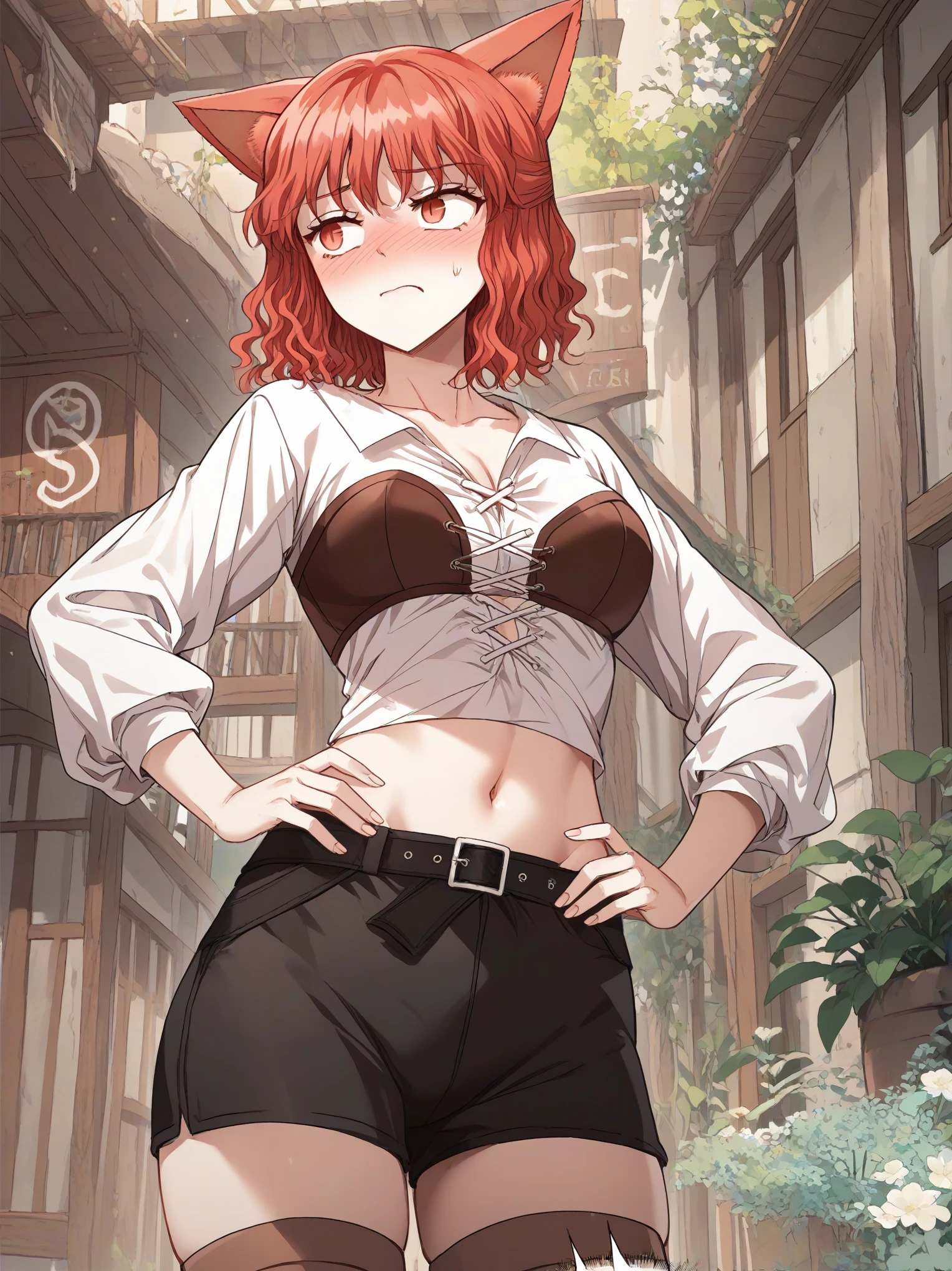 expression of emotions、inside the castle、side boob、thin clothes、landscape illustration、The only thing I'm wearing is a sweater、Tearnote Yoko, 22 years ago、Clothes that are loose around the chest、small breasts、High resolution