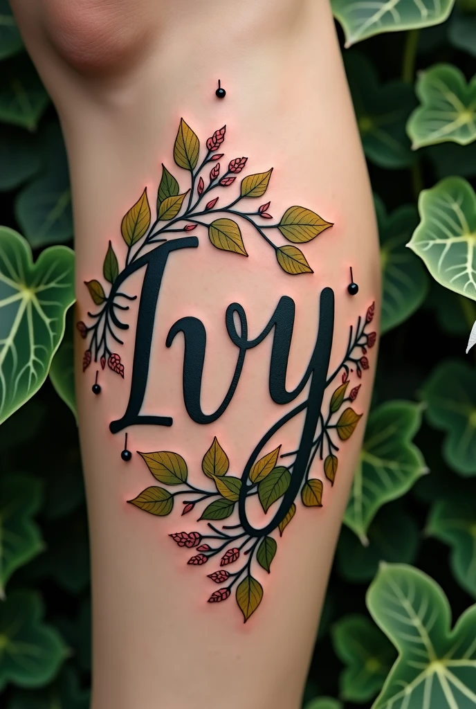 An art of a Tattoo with the name Ivy