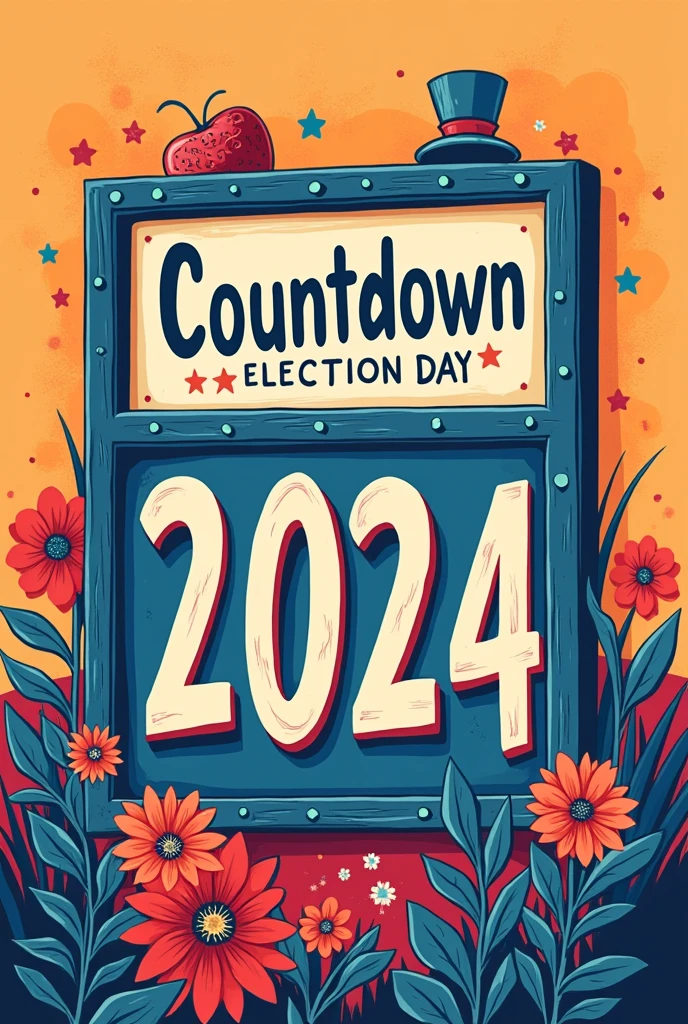 A playful design featuring a countdown calendar or clock with the text “Countdown to Election Day 2024!”