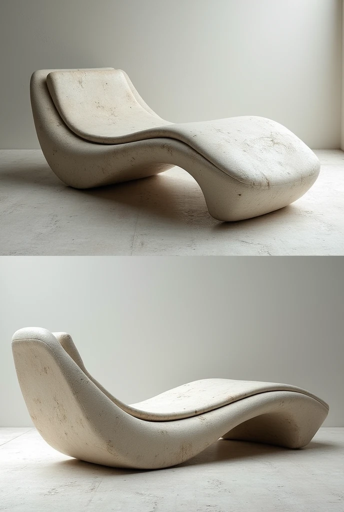 architecturally shaped bench for lying down and sitting