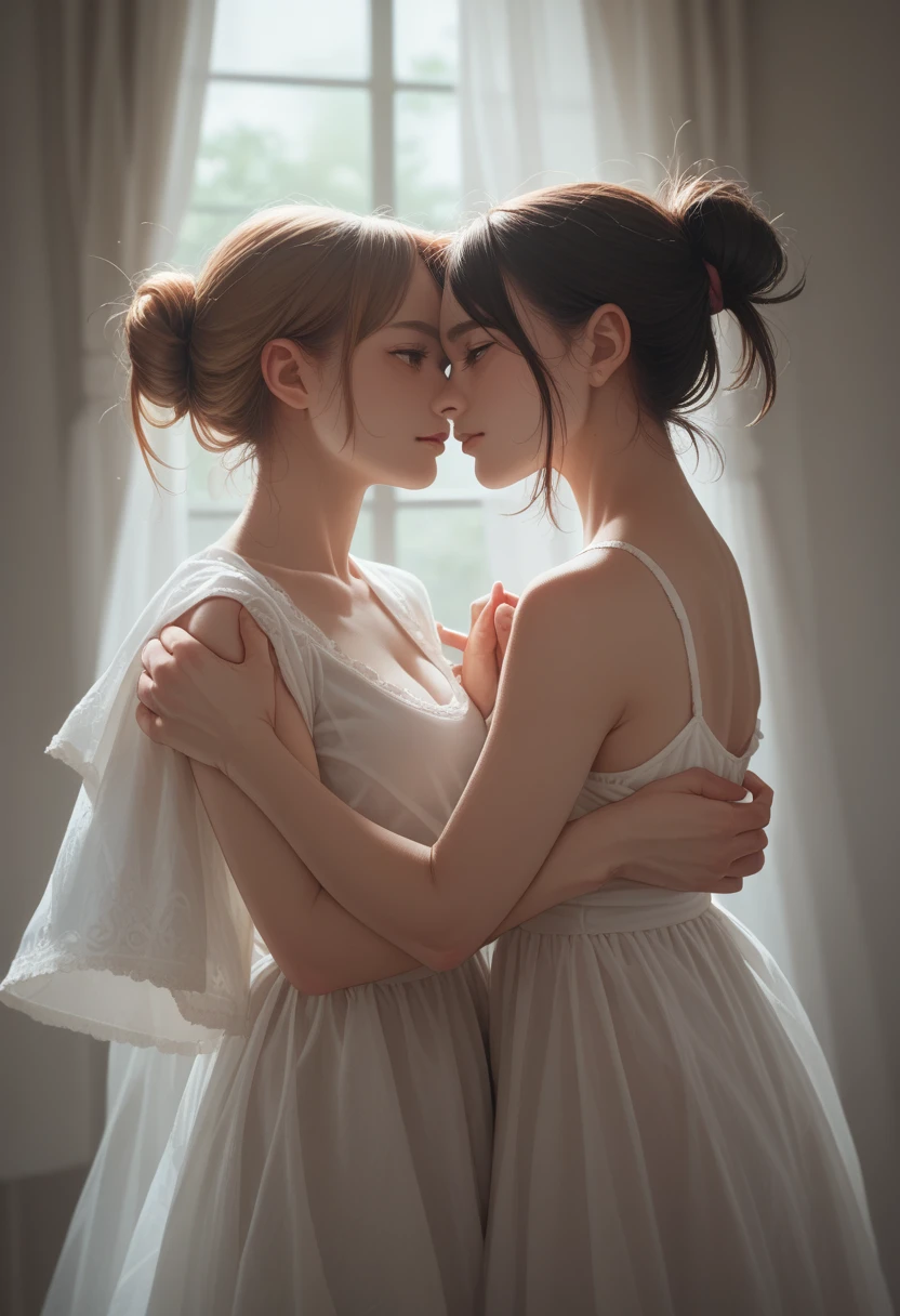 Two girls touching each other's genitals