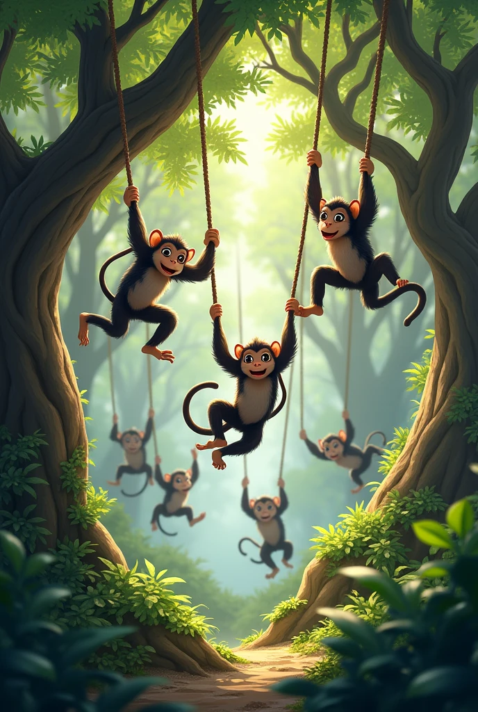 Monkeys swings for tree to tree