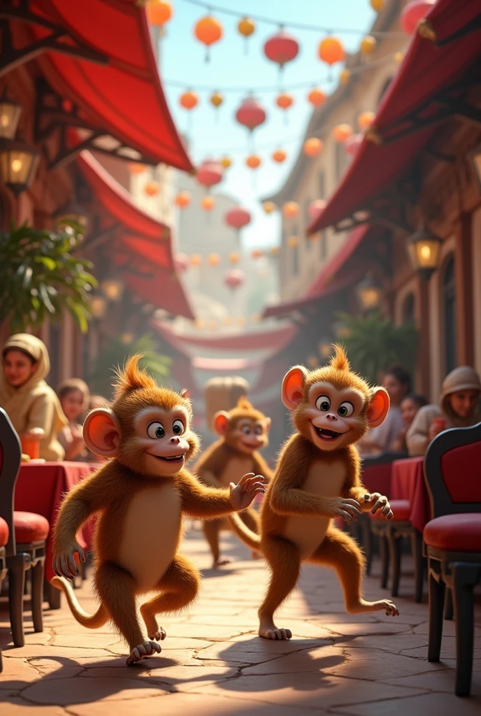 Monkeys in OEM indická restaurant, in Znojmo