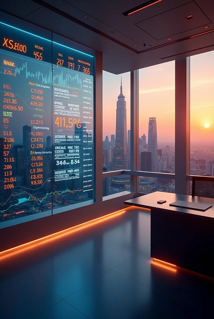 A le picture for a trading e-book that gives you the feeling of success, it should be realistic and there should be no person to be seen but only stocks and stock prices