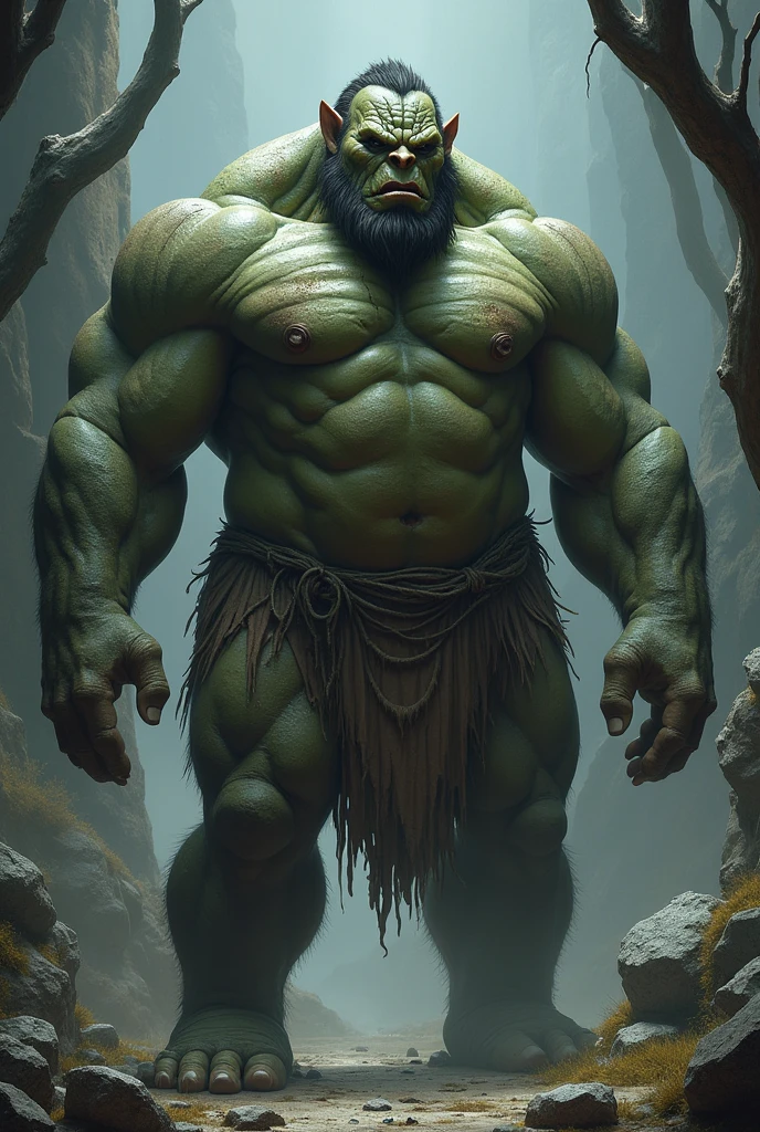 Big ogre with a loincloth and a scar over his left eye