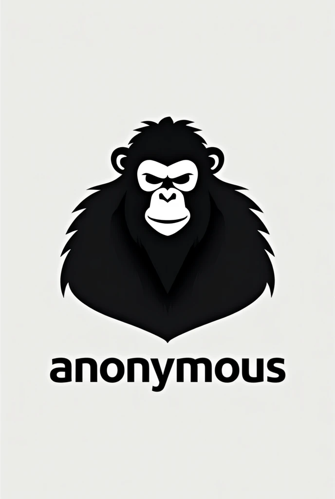 Create a logo that features a ape in black and white and a text ANONYMOUS