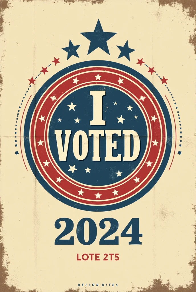 A design mimicking the "I Voted" stickers with a vintage or retro twist, highlighting the 2024 election year.