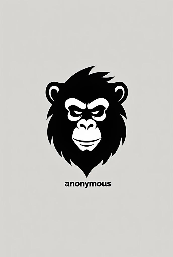 Create a logo that features an ape but only the head in black and white and a text ANONYMOUS