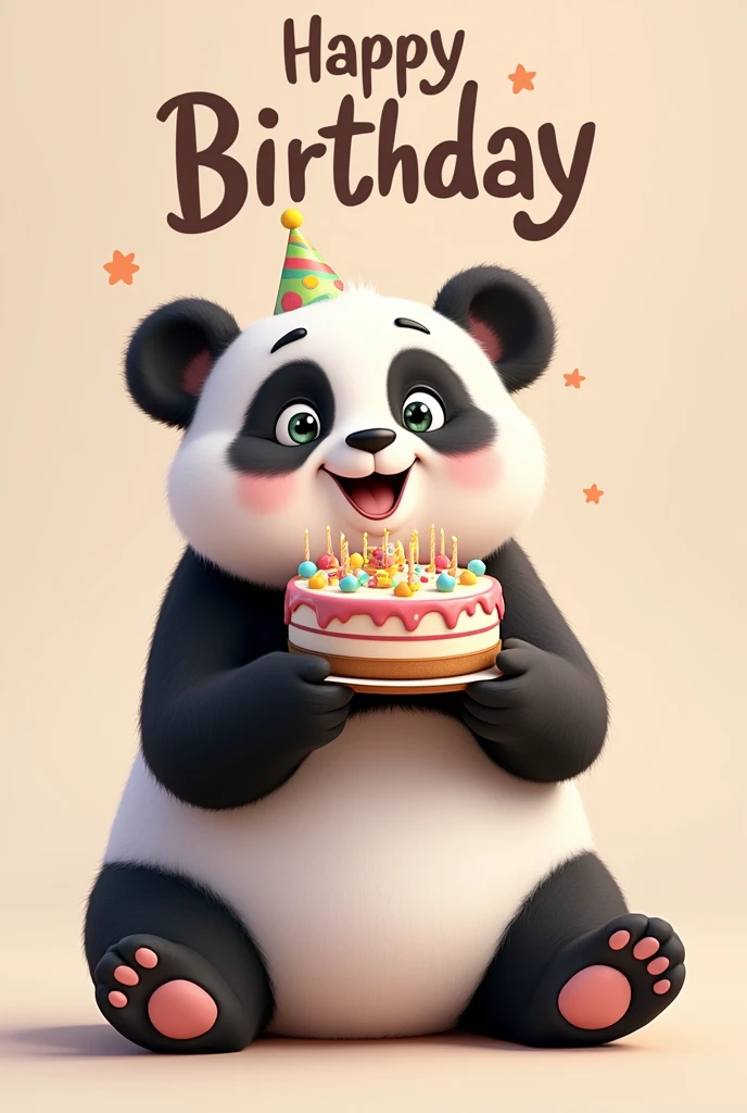 ONE PANDA HOLDING 
Cake and wishing happy birthday text happy birthday 