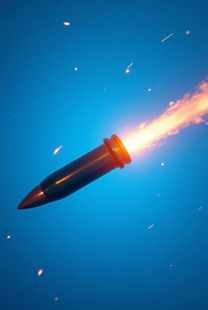 Passing bullet with fire blue background 
