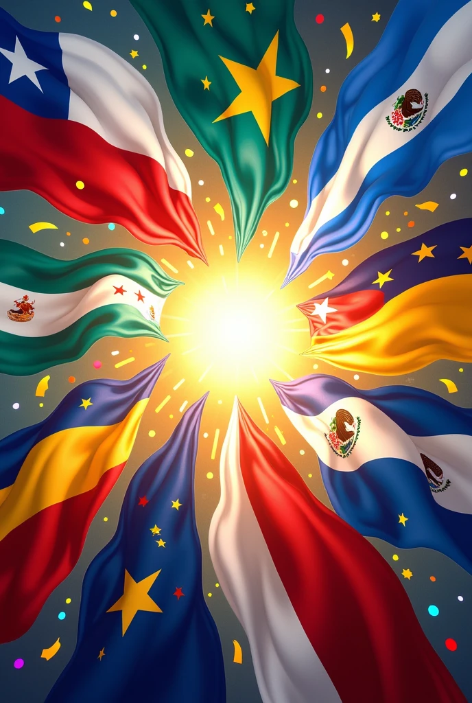 10th anniversary image with Chilean flags, argentina, Cuba, Mexico, guatemala, Paraguay and Venezuela