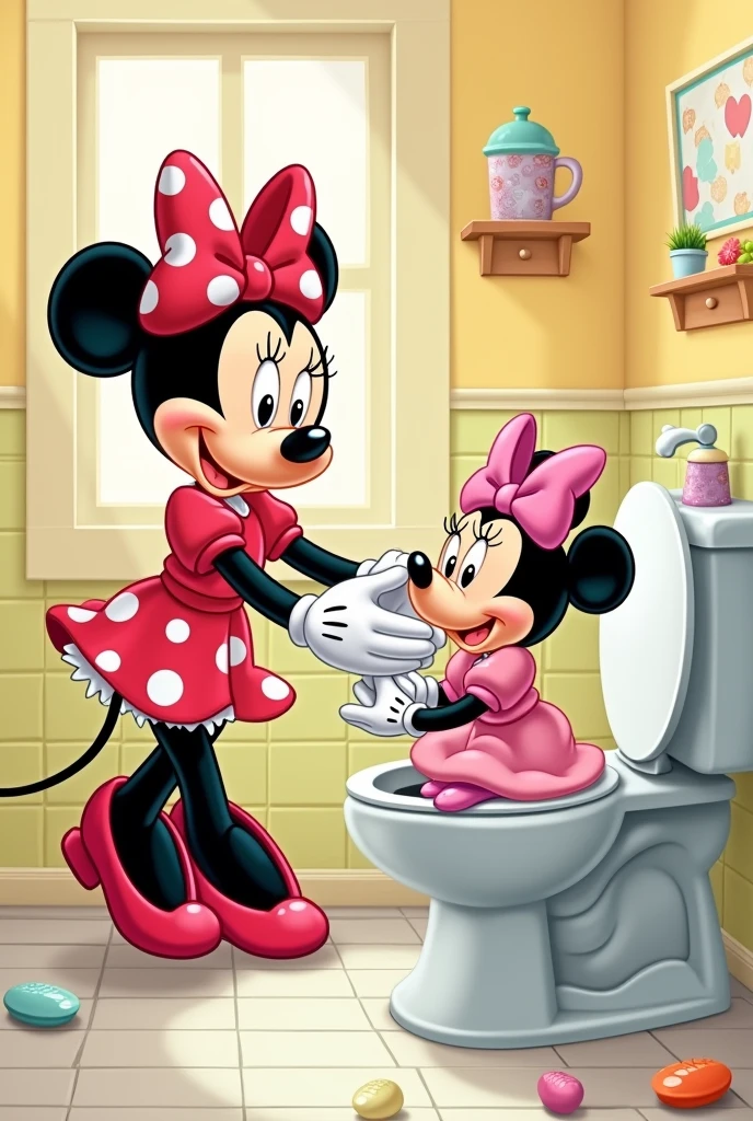 Steps to learn to go to the bathroom with Minnie Mouse