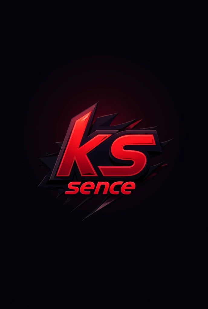 Create a gaming logo with highlighted letters "KS SENSE" in crimson red and bold black coloring