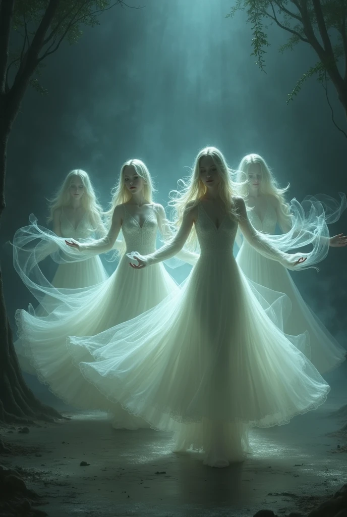 Ghosts dancing a waltz