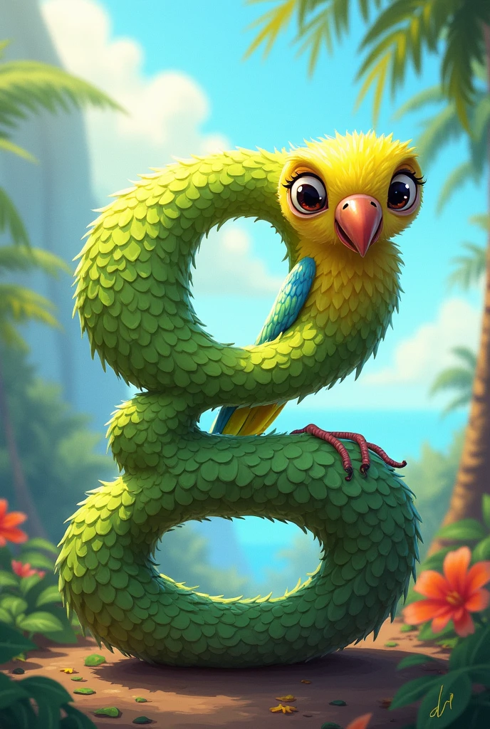Make a letter "g" in the shape of a parakeet