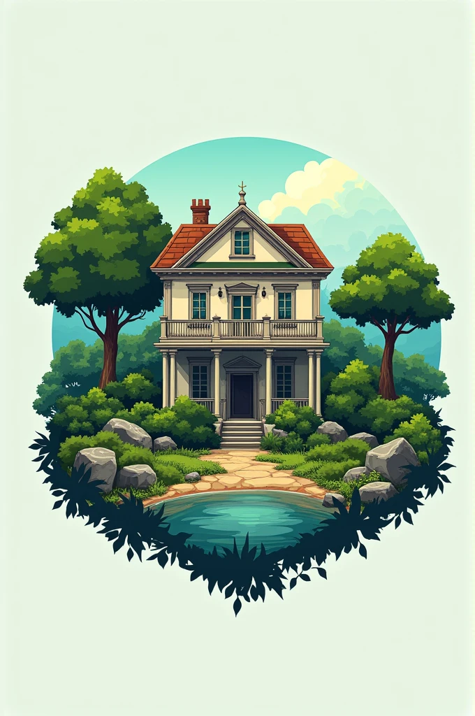 Roleplay server logo, building in the background, greenery background,Written "brasil play silent"