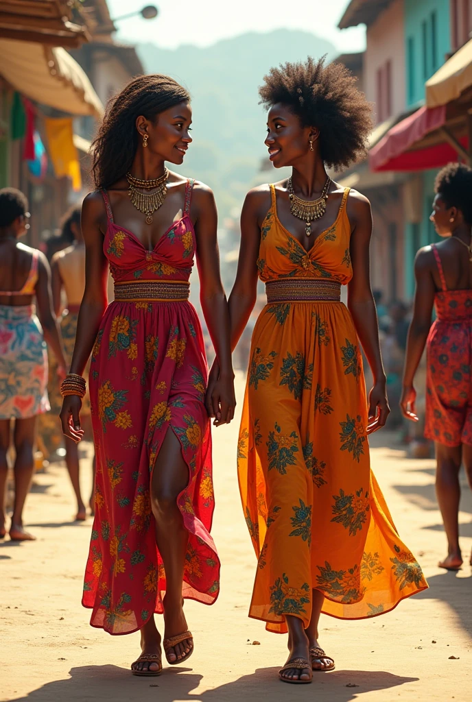 DEUX FEMME HAÏTIENNE QUI SONT AMIE qui marche