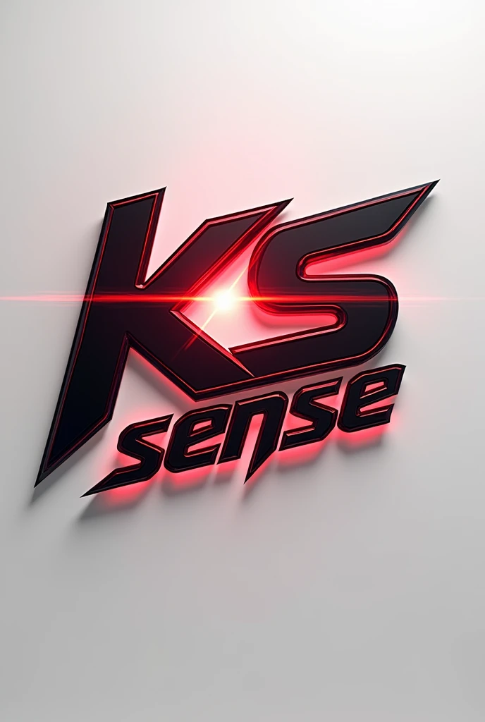 Create a gaming logo with highlighted letters "KS SENSE" in crimson red and bold black coloring Make the logo without typos in the highlighted letters "KS SENSE" , don&#39;t do "KS SENCE" Put the letters "SENSE" under the "KS"