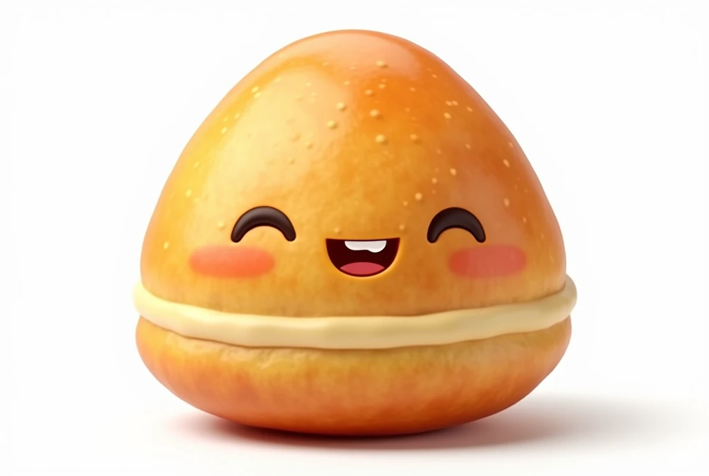 Create a hyper-realistic image of a mascot shaped like a coxinha, shown from a front-facing view. The coxinha should have a smooth, golden-brown exterior with a slightly crispy texture, capturing the realistic details of a freshly fried snack. Ensure the mascot has a friendly and approachable expression, possibly with cartoonish eyes and a smile. The background must be completely white, resembling a studio setting or transparent, with no distractions or additional elements. The entire coxinha mascot should be fully visible, with no parts cut off. Use soft, flattering lighting to highlight the texture and color of the coxinha, emphasizing its appetizing appearance. The image must be ultra photo-realistic, clear as crystal, 8K UHD, with fine details and a polished, high-quality finish. Ensure the entire image is very sharp and in focus, with no blurriness or softness. Use the lens at full aperture to achieve maximum sharpness and clarity