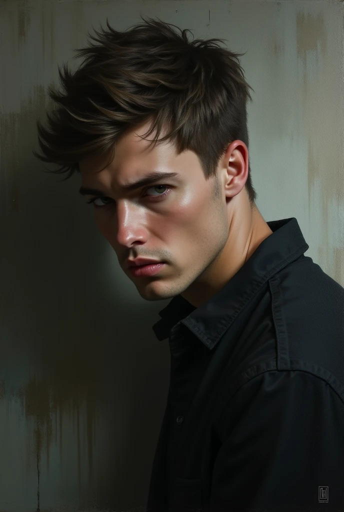 sad man painting handsome young