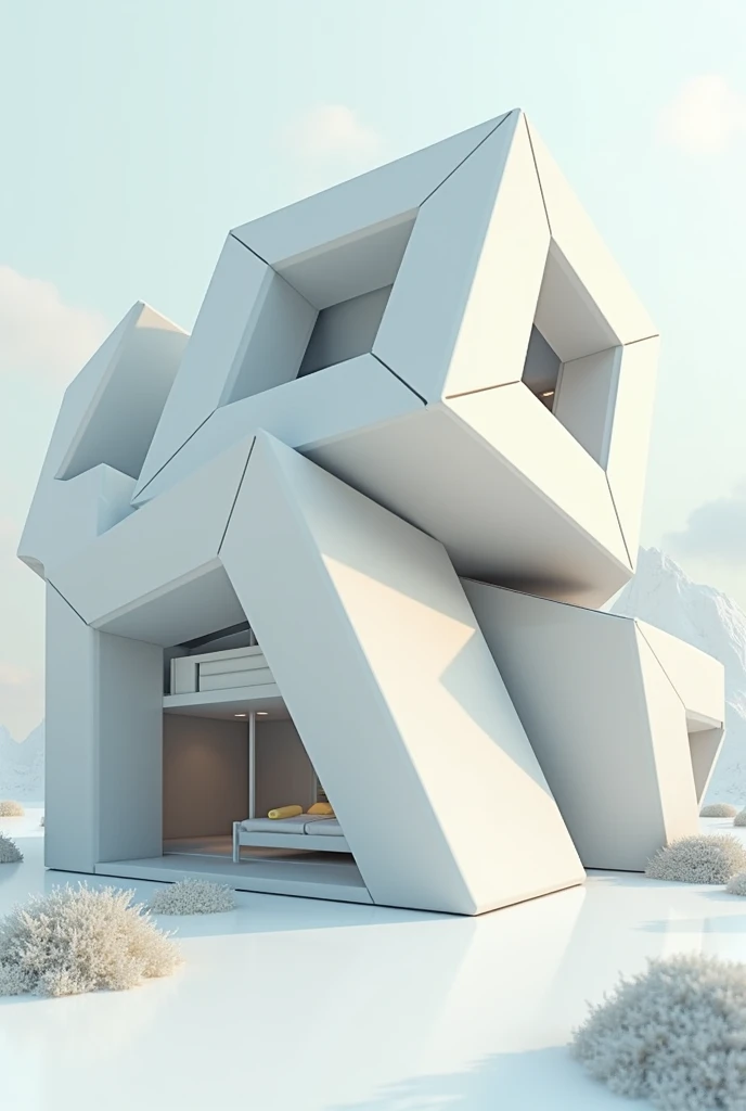 Two regular polyhedrons intersecting by means of a grid form a dwelling