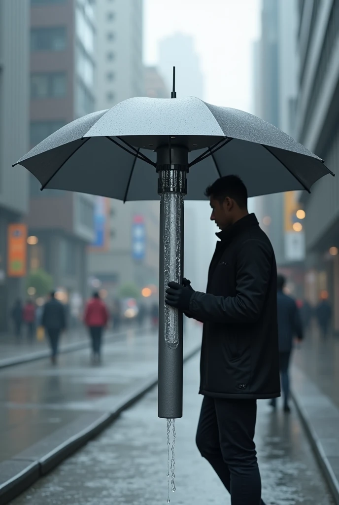 umbrella with a large and long modern water drainage tube for hand prototype