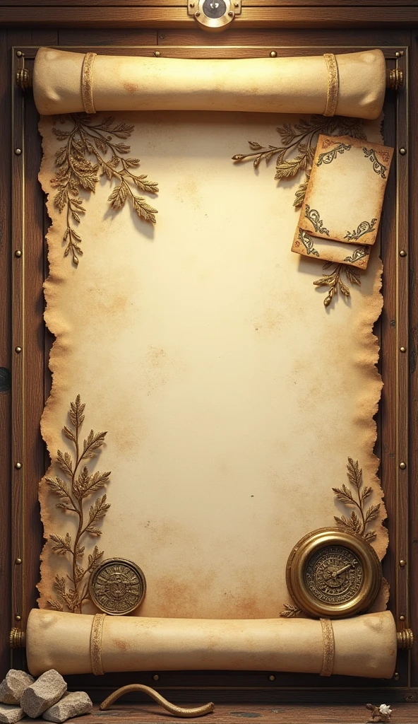scroll with scrolls and scrolls on it, card back template, card template, textured parchment background, wooden walls brass panels, brass sheet, template sheet, template layout, archeology journal cover, background(solid), beige background, wooden background, stylized border, rust background, white frame border, glowforge template, paper border, on a botanical herbarium paper