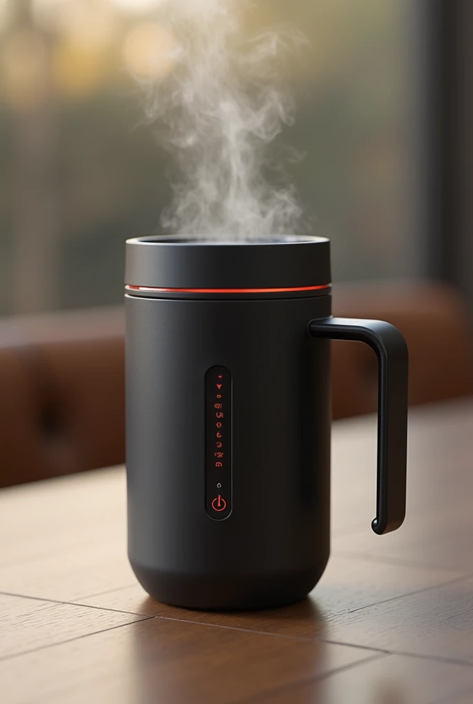 Product Name: ChillMate Smart Mug
Description: The ChillMate Smart Mug is a high-tech coffee mug designed to keep your beverage at the perfect temperature all day long. With its sleek, modern design and intuitive temperature control system, the ChillMate ensures your coffee, tea, or hot chocolate is always just the way you like it. Whether you're at your desk or on the go, this smart mug combines convenience with style.