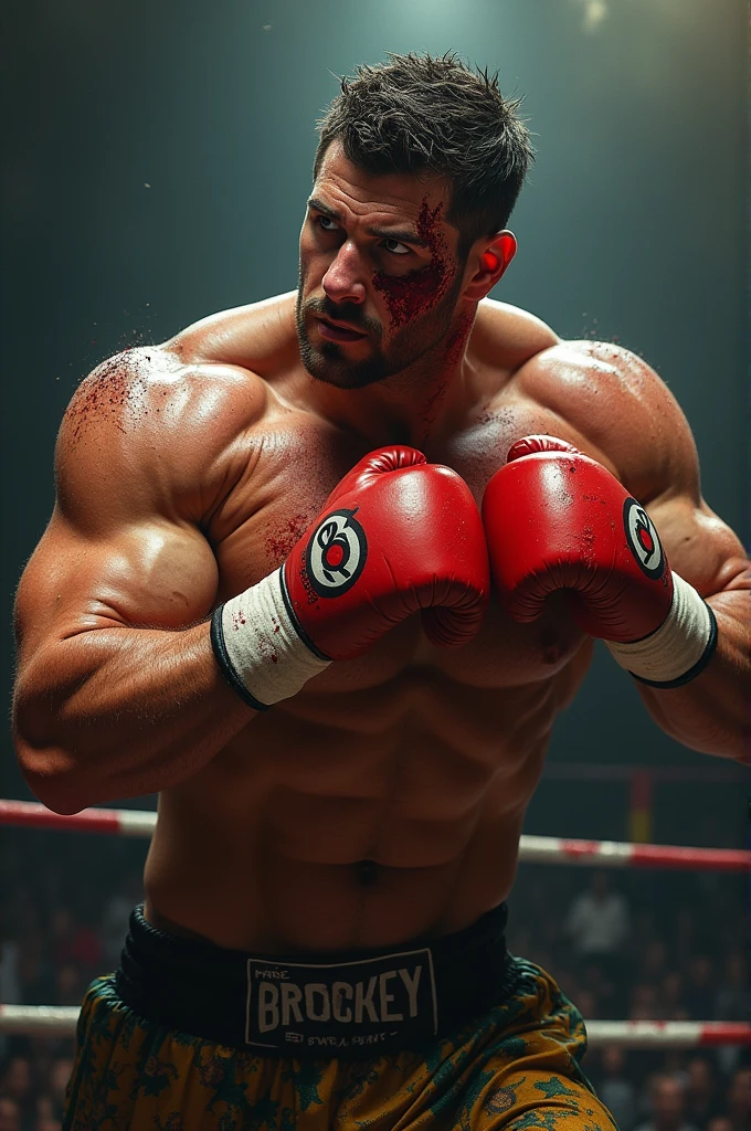 Handsome boxer ko with blood