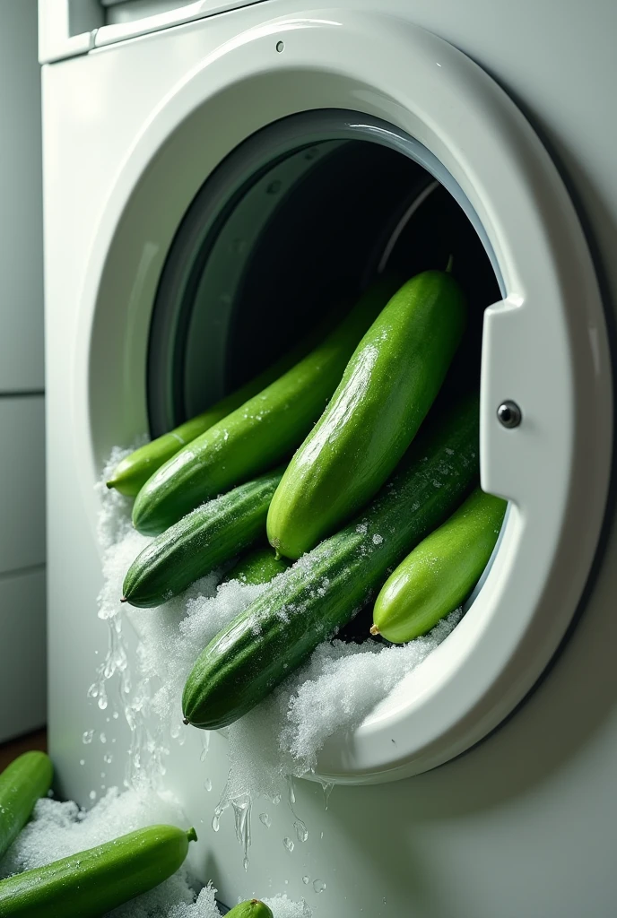 Cucumbers washed in the washing machine 