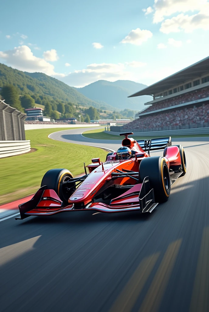 A car in racing track with car in 16.9 ratio