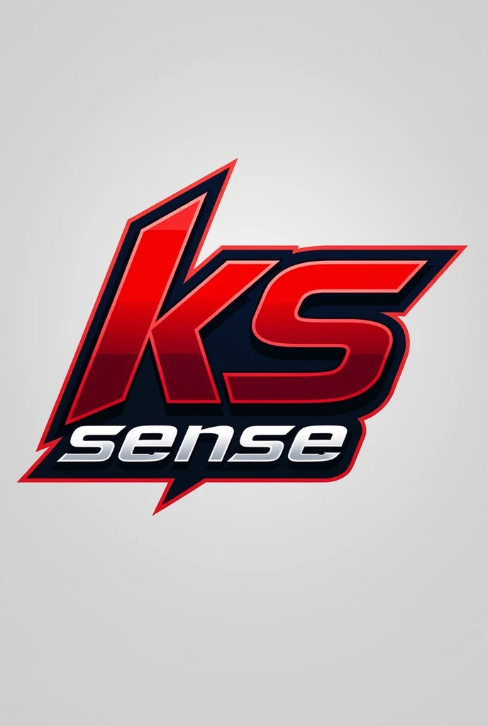 Create a gaming logo with highlighted letters "KS SENSE" in crimson red and bold black coloring Make the logo without typos in the highlighted letters "KS SENSE" , don't do "KS SENCE" Put the letters "SENSE" under the "KS"