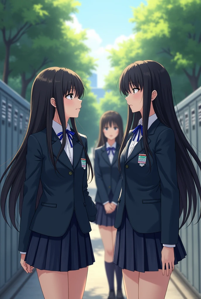 There are a ton of long haired Asian girls in realistic school uniforms