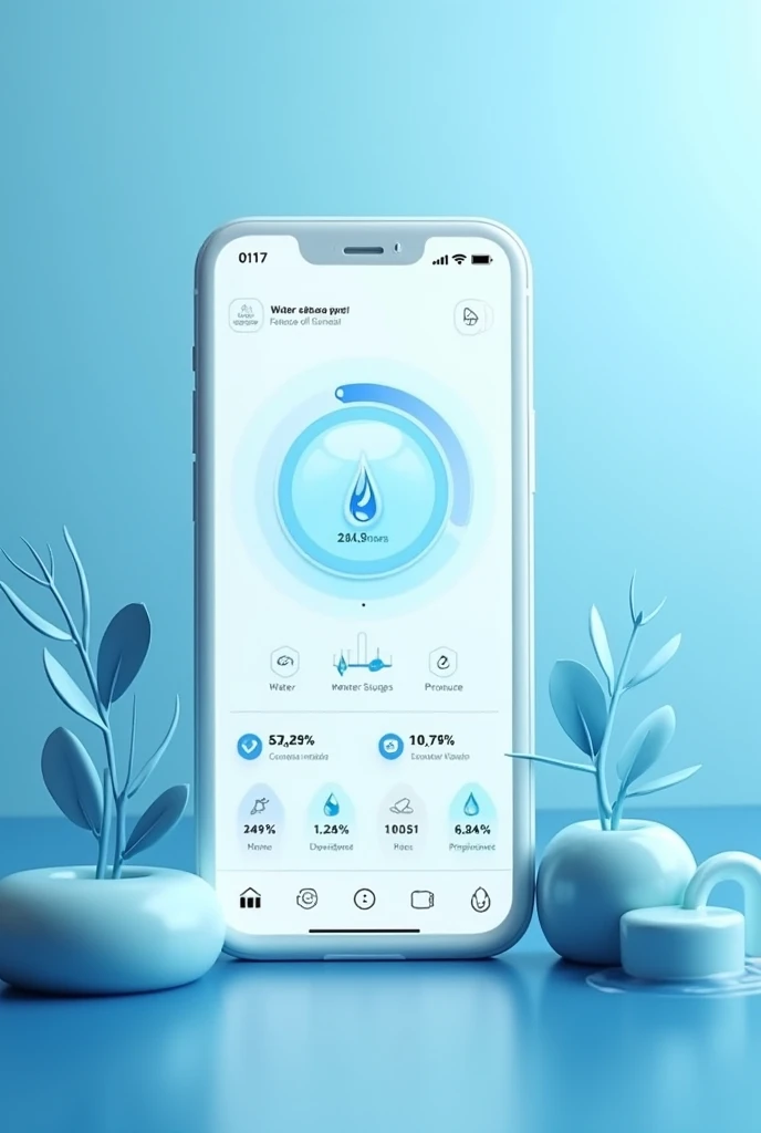 Draw an application that shows the water and the amount I need to use up with an easy and informative theme. I also want the app to show how to buy more water, etc.. More chili please