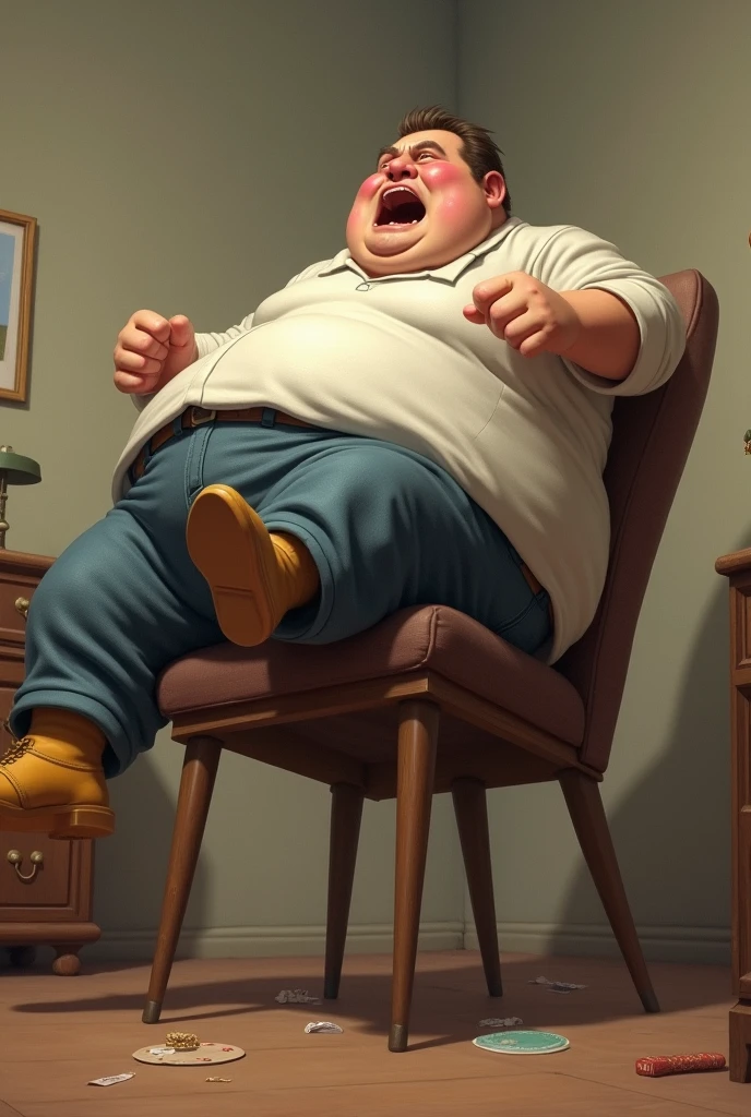 a fat man fell from a chair