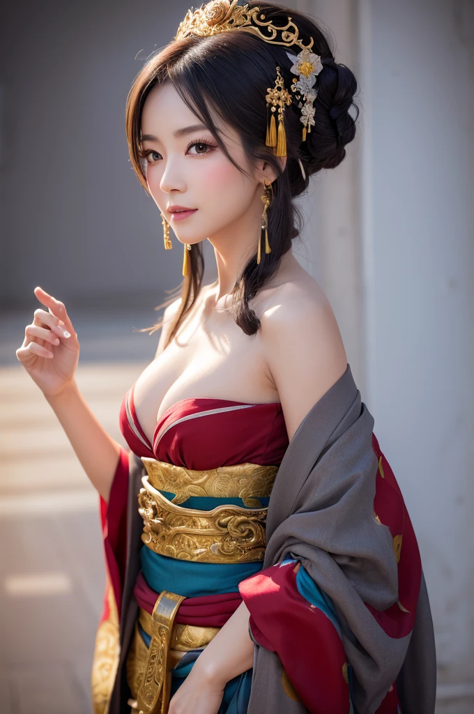 (8k,Photorealistic RAWphotograph Highest quality;1.4) A mature grey-haired woman) Super Beautiful Japanese MILF Goddess (A vivid face) Costumeを着た中程度の胸の女性の接写, Japanese Mature God, Laughter Beautiful Fantasy Empress, Beautiful and attractive anime woman, Gweiz-style artwork, 8kの高品質で詳細なアート, Very detailed artgerm, Palace-like , Beautiful character drawings, Anime, Seductive anime woman 白い絹で作られたJapanese Kimono (Costume) 超High resolution Beautiful expression Surreal (Realistic Skin) Ultra-high density (Tabletop, Highest quality, Realistic, High resolution, photograph, :1.3) Super flashy makeup Golden Eyes Japanese Kimono Black and red bands Golden Band Code Red Rouge Beautiful black hair,Highest qualityのPhotorealisticRAWphotograph。Backlight、Cinema Lighting、Film Grain、50mm lens、Nikon D850、Ultra-Realistic Skin、Fantasy art、Character Art、超High resolution、muscular and slim body、Ultra-Realistic Skin,Perfect hands(Anatomical modeling),Oiran-style makeup,beautiful long gray hair,