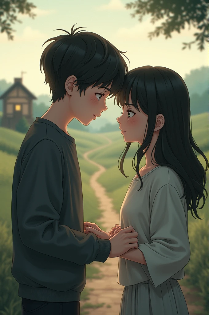 Sad farewell boy and girl