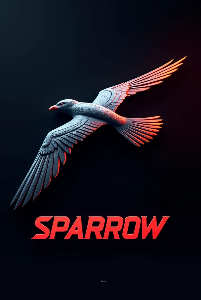 Create a logo called "SPARROW" in marvel style, the background should be minimalist, high quality, Punchy colors, 3d, studio lighting