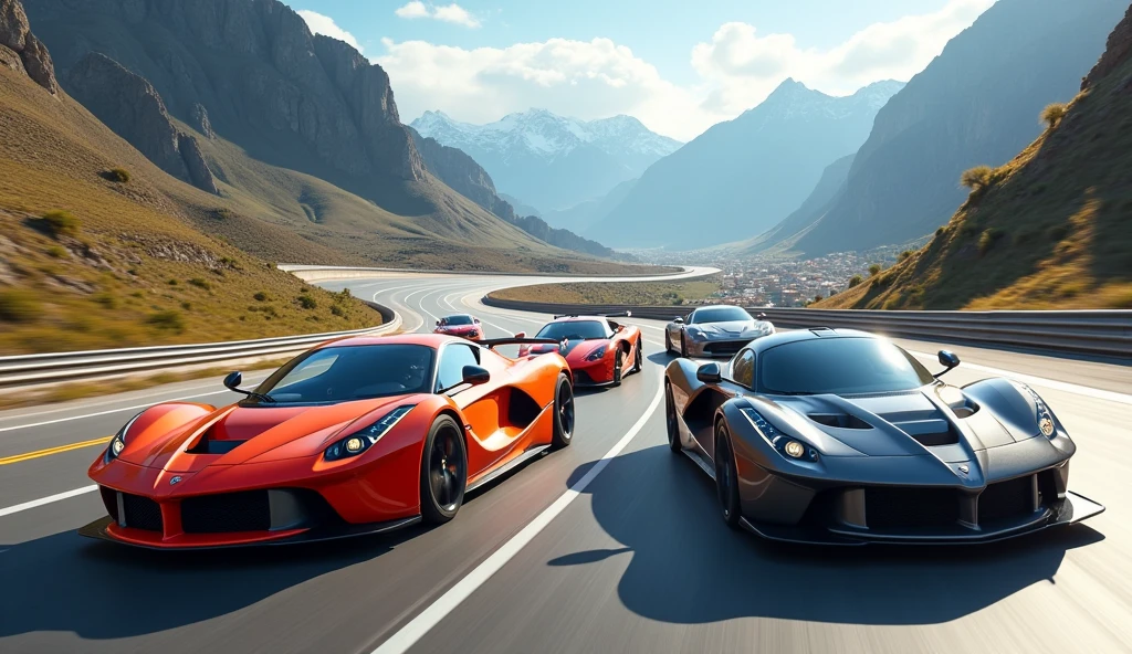 A car race on racing road with other car