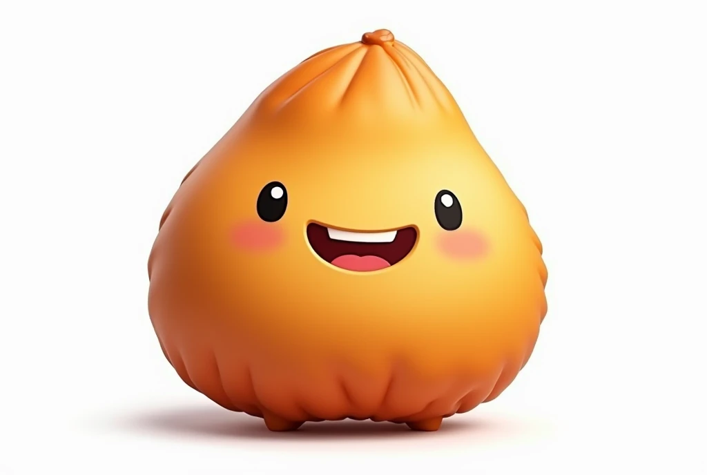 Create a hyper-realistic image of a mascot shaped like a coxinha, shown from a front-facing view. The coxinha should have a smooth, golden-brown exterior with a slightly crispy texture, capturing the realistic details of a freshly fried snack. Ensure the mascot has a friendly and approachable expression, possibly with cartoonish eyes and a smile. The background must be completely white, resembling a studio setting or transparent, with no distractions or additional elements. The entire coxinha mascot should be fully visible, with no parts cut off. ((image in focus))) Use soft, flattering lighting to highlight the texture and color of the coxinha, emphasizing its appetizing appearance. The image must be ultra-realistic, crystal clear, 8K UHD, with fine details and a polished, high-quality finish. Ensure the entire image is extremely sharp and in perfect focus, with absolutely no blurriness or softness. All details should be perfectly clear and defined, with absolute focus across the entire image. Use the lens at full aperture to achieve maximum sharpness and clarity ((image in focus)))