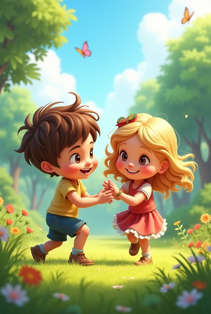 TWO CHILDREN PLAYING TOGETHER 
