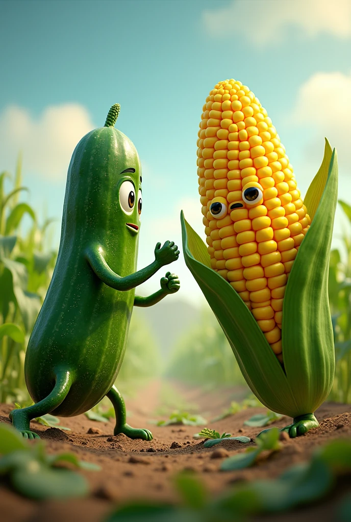 Cucumber fight with corn
