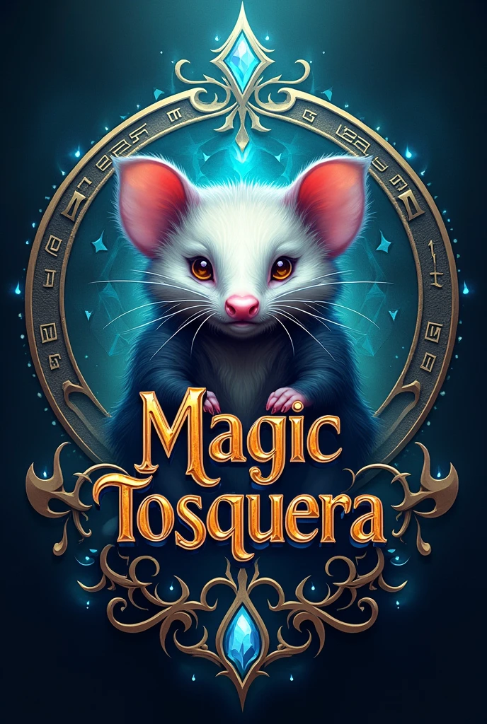 create a opossum logo in style of Magic the Gathering with the term "MAGIC TOSQUERA"