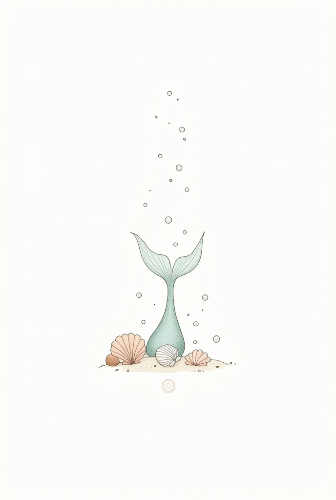 generate a picture of the end of a mermaid tail with seashells and bubbles surrounding it. make it bery simple with a white background and very dainty make it with no background and just outlines of the mermaid tail and the she’s held and bubbles make the mermaid tail slim and simole make it skinnier and just the end of the tail with no color add a few seashells mixed with the bubbles make the bubbles and shells surrounding the tail and the tail not be resting in the ground 