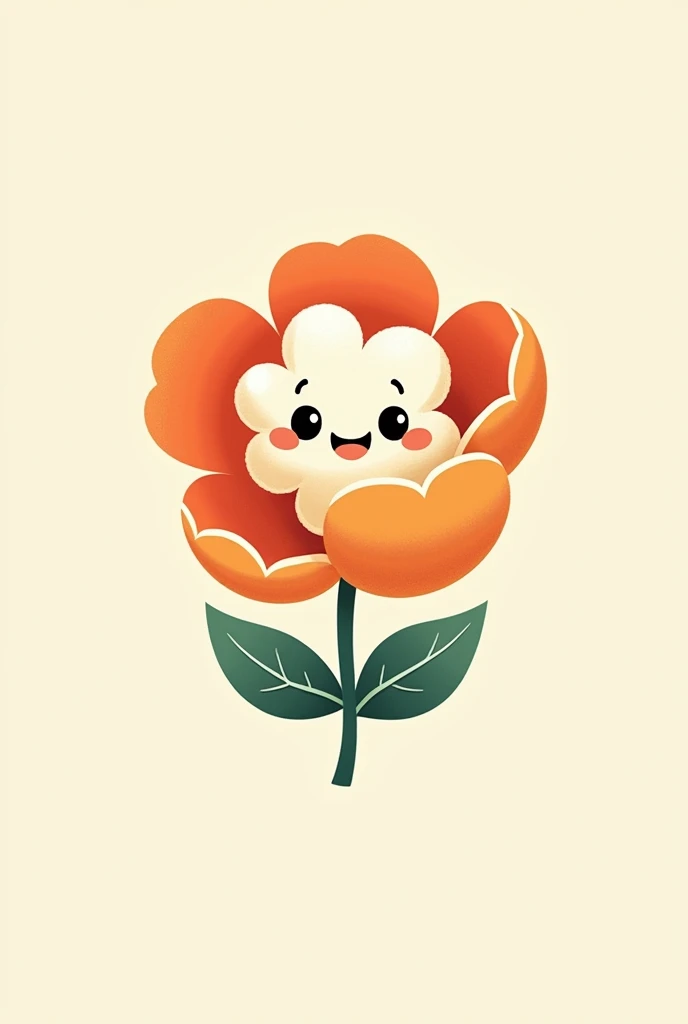 Make a Flower Brand logo with the name Popcorn Flower with the picture of popcorn