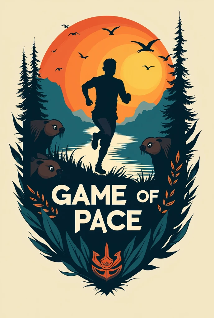 A logo for a group of street runners called "Game of Pace", use references like the Game of Thrones series, Piracicaba River, capybaras, fool.