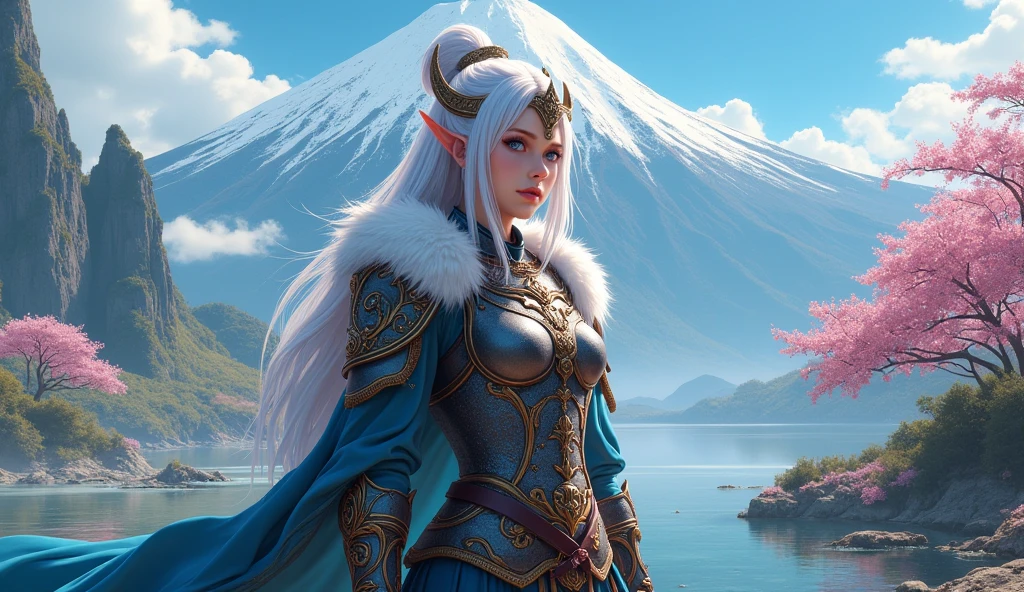 Anime Viking Warrior Princess in a Realistic Japanese Landscape