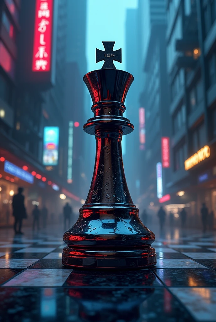 Create a Chess Club symbol called King of the Table mixed with a CyberPunk style.